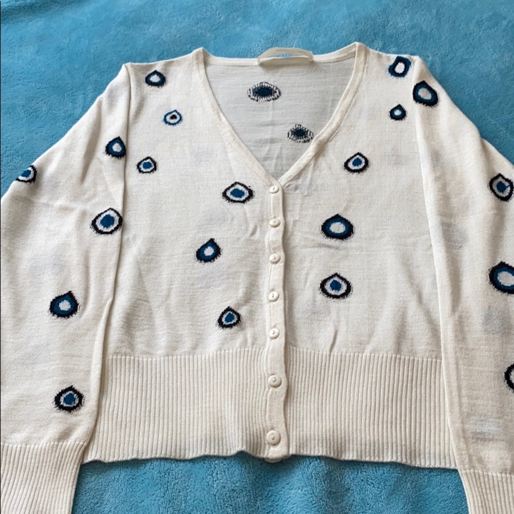 Wool Tencel white cardigan SZ Small